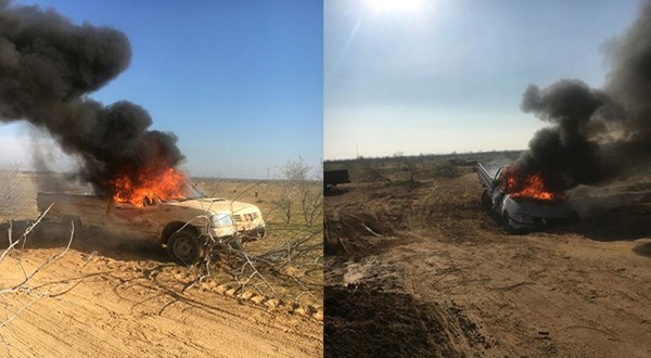 Burning cars